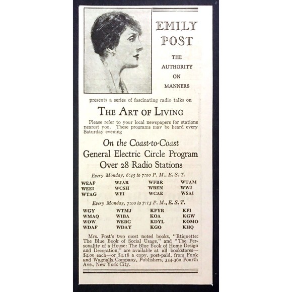 1932 Emily Post photo "The Authority on Manners" Radio Show vintage print ad - Picture 1 of 1